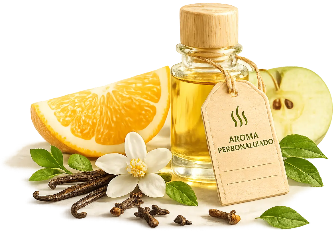 Frasco de aroma com citrinos, baunilha e notas frescas para ambientadores personalizados