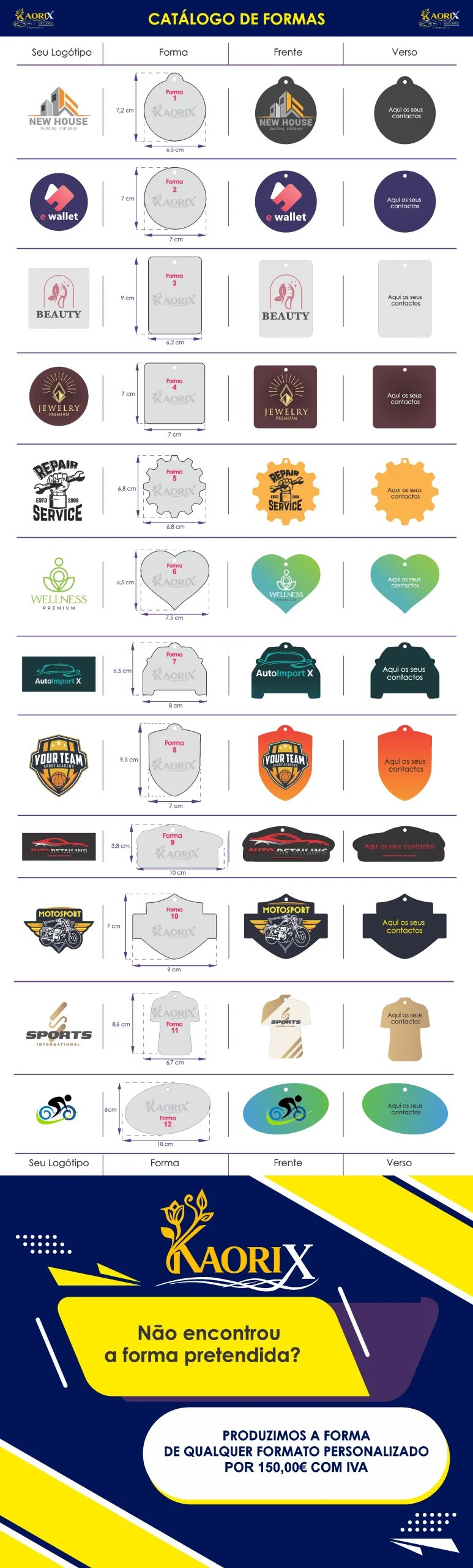 Catálogo de formas para ambientadores personalizados da KaoriX