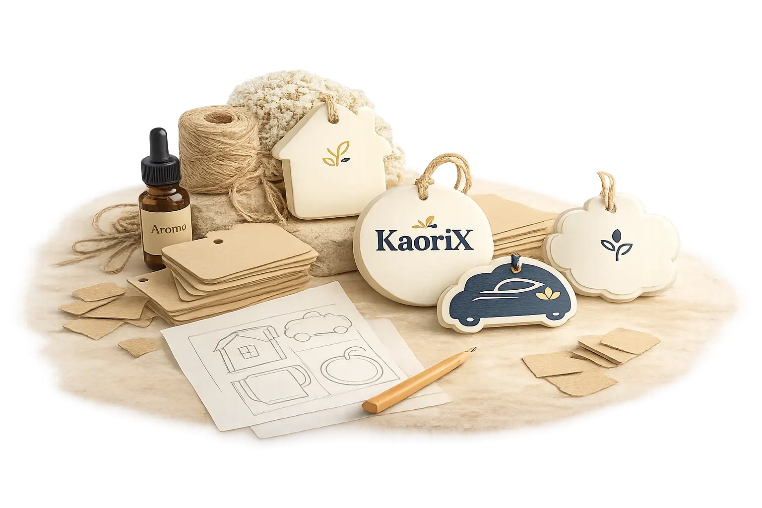 Composição premium sobre a criação de ambientadores personalizados KaoriX em Portugal